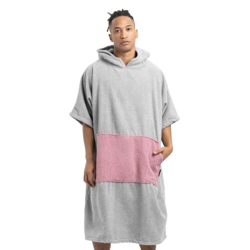 Unisex Homelevel fürdőponcsó, L-XL, szürke/rózsaszín, organikus pamut, 54881.20.20