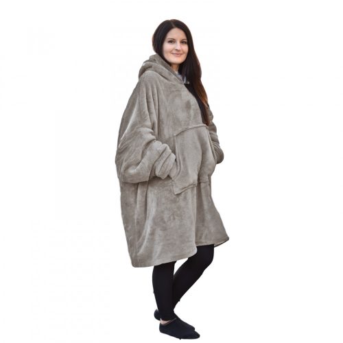 Unisex Sherpa Jemidi kapucnis pulóver, XL, bézs, poliészter, 55407.43.4