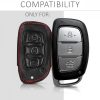 Hyundai / Kia autókulcs burkolat - 3 gombos - Keyless Go, ökológiai bőr, fekete, 43665.01