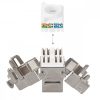 Szett 1 db RJ45 10G dupla hálózati aljzat 2 db CAT 6A csatlakozóval, Kwmobile, fehér, fém, 45360.01