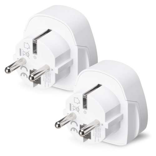 2 db univerzális utazási adapter készlet, Kwmobile, fehér, műanyag, 41939.02