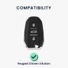 Peugeot / Citroen autókulcs burkolat - 3 gombos - Keyless Go, szilikon, fekete, 45654.01