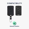 Renault / Dacia autókulcs burkolat - 4 gombos - Keyless Go, Eco-bőr, fekete, 46356.01