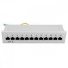 Cat6 Patch Panel 12 RJ45 porttal és fali rögzítéssel, Kwmobile, szürke, fém, 47695.02