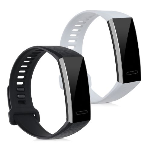 2 db pánt készlet Huawei Band 2 / Band 2 Pro készülékhez, kwmobile, szilikon, fekete/fehér, 43318.48