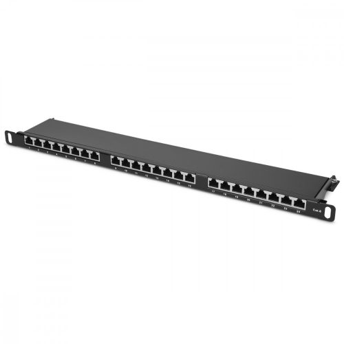 Cat6 Patch Panel 24 RJ45 porttal és rack rögzítéssel, Kwmobile, fekete, fém, 48307.01.01