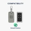 Renault / Dacia autókulcs tok - 4 gombos - Keyless Go, nubuk bőr, szürke, 48565.01