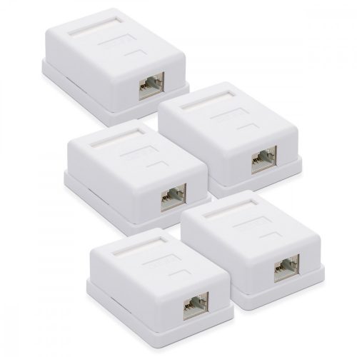 5 db RJ45 hálózati aljzat készlet CAT6A Ethernet kábelhez, Kwmobile, fehér, fém, 50059.01.01