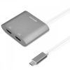 USB-C adapter dupla HDMI 4k 30Hz, Kwmobile, ezüst, fém, 50604.01