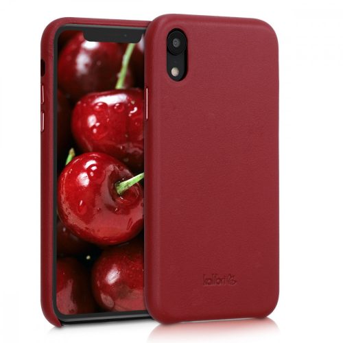 Huzat Apple iPhone XR-hez, természetes bőr, piros, 45955.09