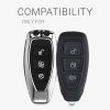 Ford autókulcs tok - 3 gombos - Keyless Go, kwmobile, cink ötvözet, ezüst, 53578.35