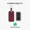 Renault / Dacia autókulcs burkolat - 4 gombos - Keyless Go, nubuk bőr, piros, 48564.20