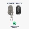 Peugeot / Citroen autókulcs burkolat - 3 gombos - Keyless Go, nubuk bőr, szürke, 53762.01