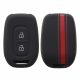 Dacia / Renault autókulcs tok - 2 gombos - Keyless Go, kwmobile, szilikon, fekete / piros, 54813.01