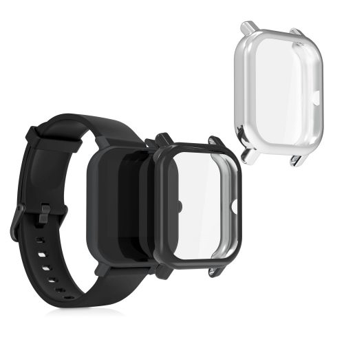 2 db-os tokkészlet Xiaomi Amazfit Bip / Amazfit Bip Lite, kwmobile, szilikon, ezüst / fekete, 54037.03