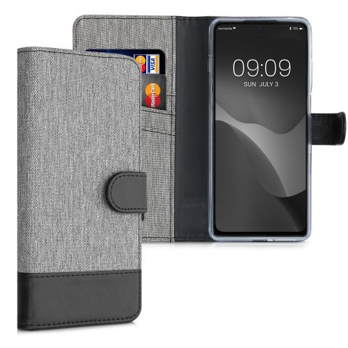 Motorola Moto G200 5G burkolat, textil, szürke, 57007.22, kwmobile