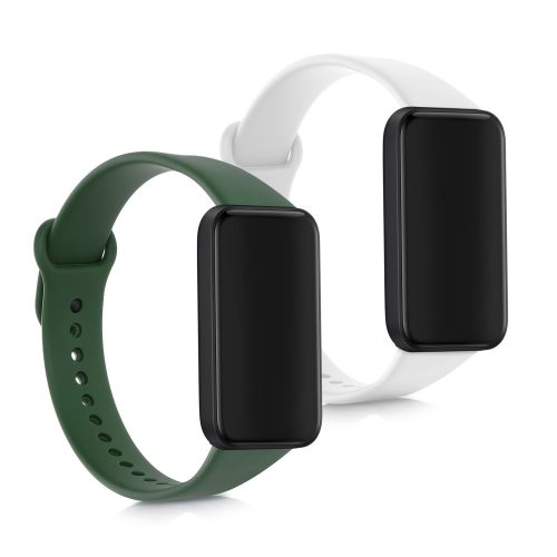 2 db pánt készlet Xiaomi Redmi Smart Band Pro, Kwmobile, fehér/zöld, szilikon, 57425.02 készülékhez