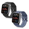 2 db szíj készlet Willful Smartwatch/Fitnesstrackerhez, Kwmobile, fekete/szürke, szilikon, 56230.02