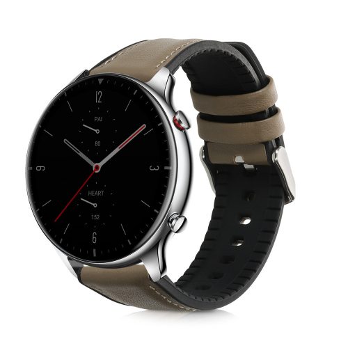 Huami Amazfit GTR (47mm)/Amazfit GTR 2 szíj, Kwmobile, zöld, természetes bőr, 54018.107