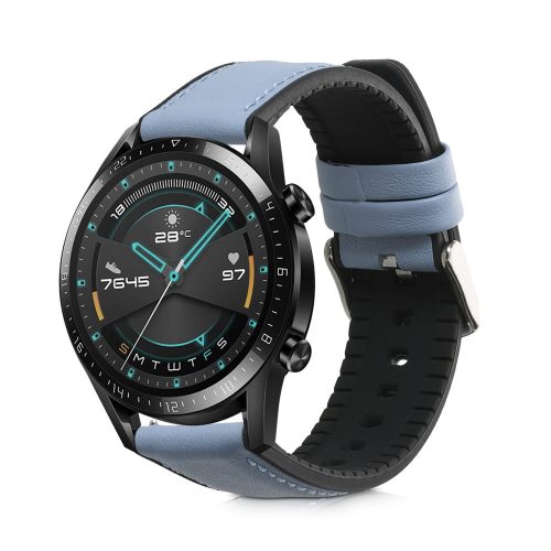 Szíj Huawei Watch GT (46 mm)/Watch GT 2 (46 mm), Kwmobile, kék, természetes bőr, 55891.206