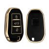 Peugeot/Citroen 3 gombos autókulcs burkolat - Smart Key, Kwmobile, fekete/arany, szilikon, 58603.01