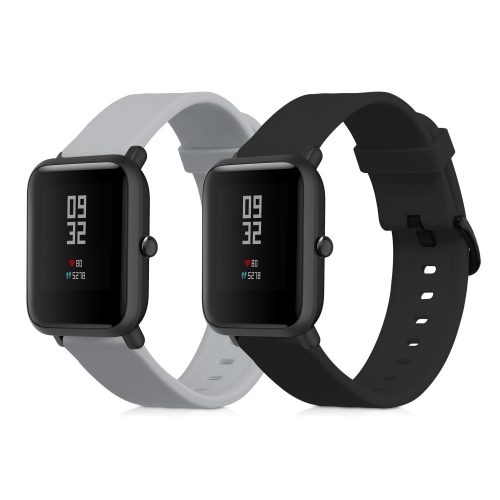 2 db pánt készlet Huami Amazfit Bip S/Amazfit Bip S Lite, Kwmobile, fekete/szürke, szilikon, 53859.08