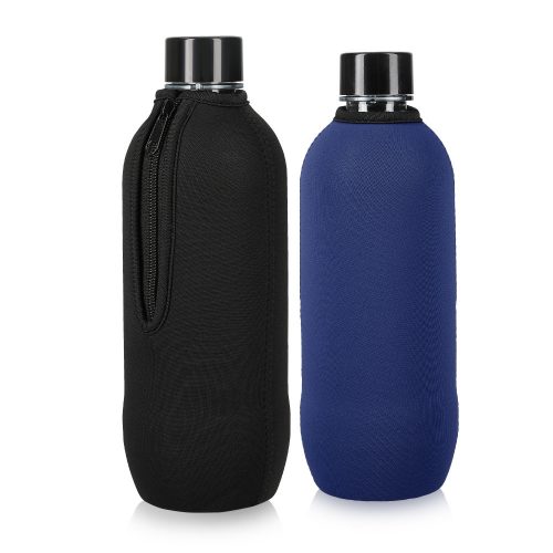 2 db Cooler Jacket huzat készlet SodaStream palackokhoz, Kwmobile, fekete/kék, neoprén, 58832.02