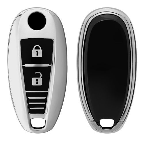 Autókulcs fedél Suzuki 2 gomboshoz - Keyless Go, Kwmobile, ezüst, szilikon, 54591.94