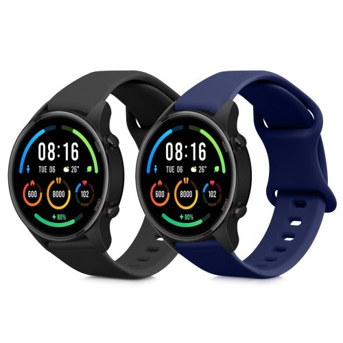 2 db szíj készlet Xiaomi Mi Watch/Mi Watch Color Sport, Kwmobile, fekete/kék, szilikon, 59164.01