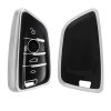 Autókulcs fedél BMW 3 gombokhoz - Smart Key, Kwmobile, fekete/ezüst, szilikon, 56001.05