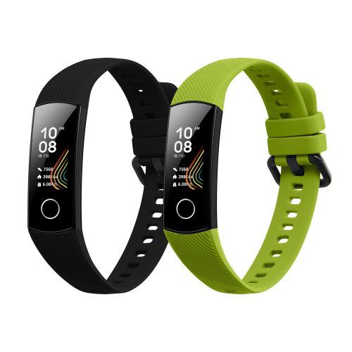 2 db Kwmobile szíj készlet Honor Band 5/Band 4, fekete/zöld, szilikon, 59596.06