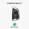 Kwmobile autókulcs fedél BMW 3 gombokhoz, Smart Key, szürke/fekete, műanyag, 56724.03