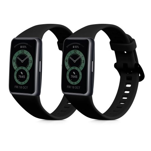 2 db Kwmobile szíj készlet Huawei Band 6-hoz, fekete, szilikon, KWM000016VS011C