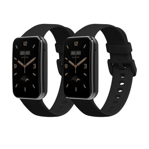 2 db Kwmobile szíj készlet Xiaomi Mi Band 7 Pro készülékhez, fekete, szilikon, KWM0000176Z008C