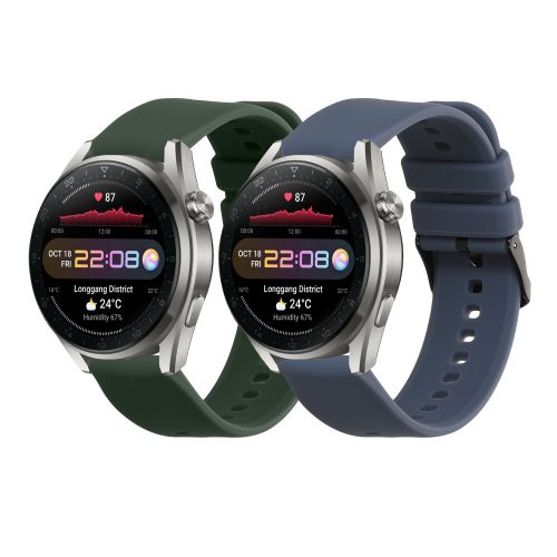 2 db Kwmobile szíj Huawei Watch 4/Watch 4 Pro/Watch 3 készülékhez, sötétzöld/kék, szilikon, KWM000024SW002C