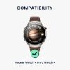 Kwmobile szíj Huawei Watch 4/Watch 4 Pro készülékhez, barna/fekete, természetes bőr, KWM000024TA001C