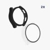 2 db Kwmobile tok készlet biztonsági üveggel Samsung Galaxy Watch 6-hoz, fekete/átlátszó, műanyag, KWM000024TC001C