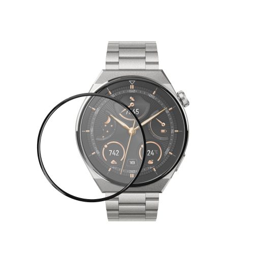 2 db Kwmobile védőfólia készlet Huawei Watch GT 3 Pro készülékhez (43 mm), átlátszó/fekete, polimer, KWM000024VV001C