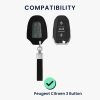 Kwmobile autókulcs fedél Peugeot/Citroen 3 gombokhoz - Smart Key, fekete/szürke, ökológiai bőr, KWM000024XO002C