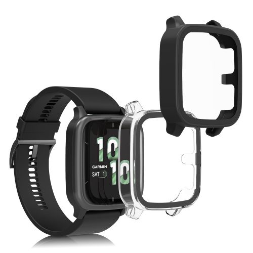 Garmin Venu Sq 2 Musichoz 2 db Kwmobile huzat biztonsági üveggel, átlátszó/fekete, műanyag, KWM000024ZF002C