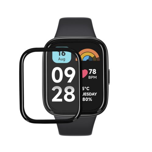 2 db Kwmobile védőfólia készlet Xiaomi Redmi Watch 3 Active-hoz, átlátszó/fekete, polimer, KWM000024ZH001C