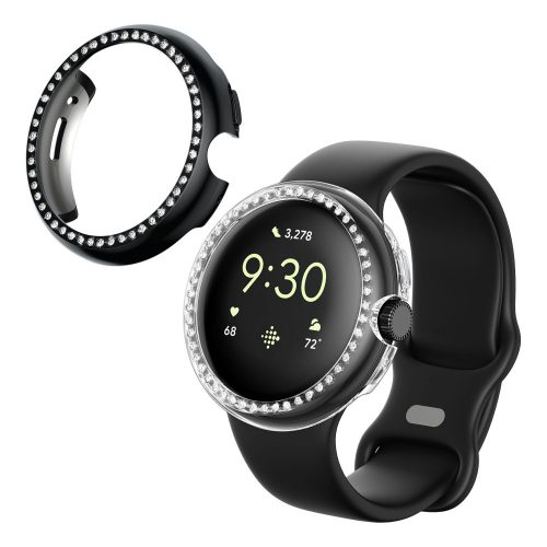 2 db Kwmobile tok készlet Google Pixel Watchhoz, átlátszó/fekete, műanyag, KWM000024ZK001C