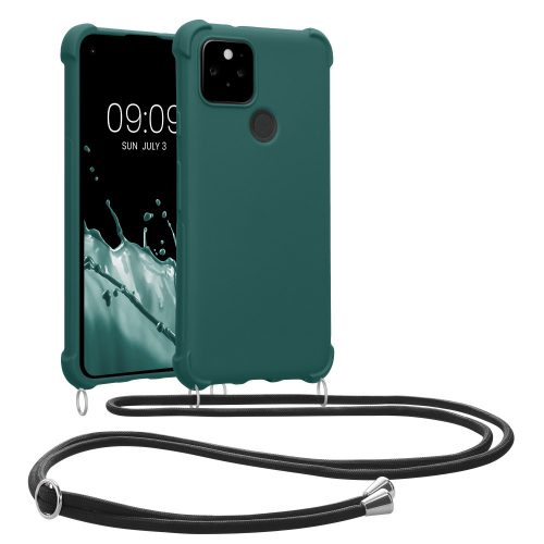 Kwmobile tok Google Pixel 5 telefonhoz, sötétzöld, szilikon, KWM0000126U009C