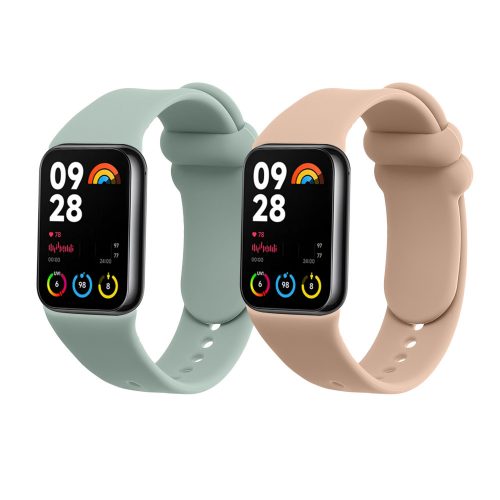 2 db Kwmobile szíj készlet Xiaomi Mi Band 8 Pro készülékhez, zöld/krém, szilikon, KWM0000250D003C