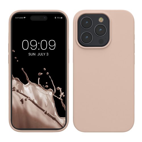 Kwmobile tok Apple iPhone 15 Pro készülékhez, krémszínű, szilikon, KWM000020CC014C