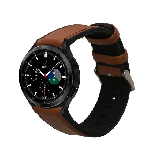 Kwmobile szíj Samsung Galaxy Watch 4/Galaxy Watch 4 Classic/Galaxy Watch 3 készülékhez, barna/fekete, természetes bőr, KWM0000253H001C