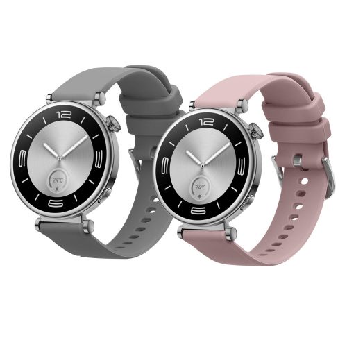 2 db Kwmobile szíj készlet Huawei Watch GT 4-hez (41 mm), szürke/rózsaszín, szilikon, KWM0000254B002C