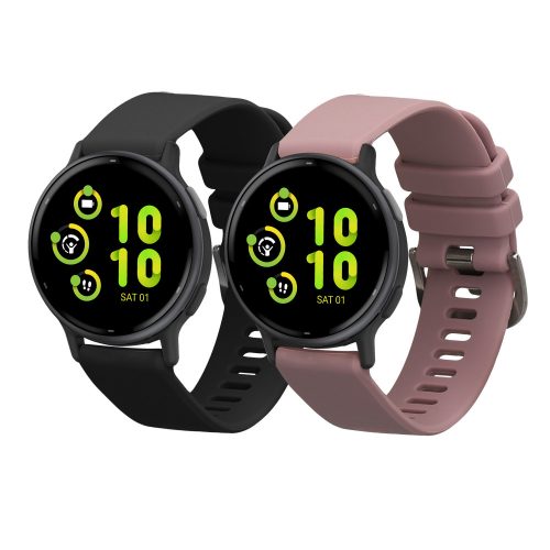 2 db Kwmobile pánt készlet Garmin vivoactive 5/Active 5-höz, fekete/lila, szilikon, KWM0000254E002C