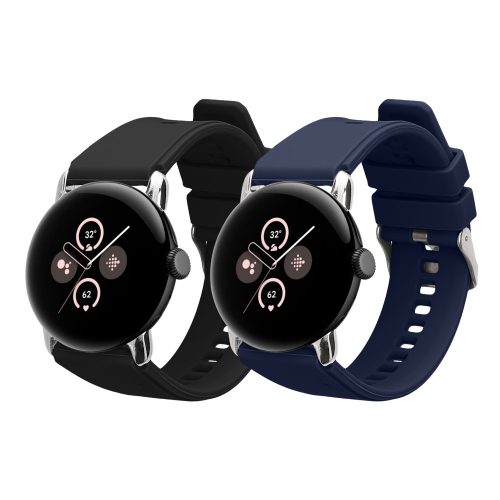 db Kwmobile szíj készlet Google Pixel Watch 2/Pixel órához, fekete/sötétkék, szilikon, KWM0000254I001C