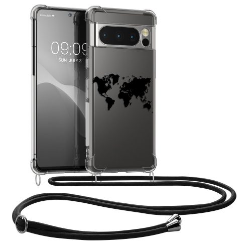 Kwmobile tok Google Pixel 8 Pro telefonhoz, átlátszó/fekete, szilikon, KWM0000208S003C